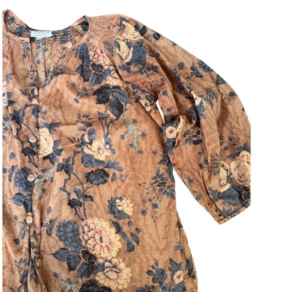Tucker by Gaby Basora brown floral‎ cotton blouse